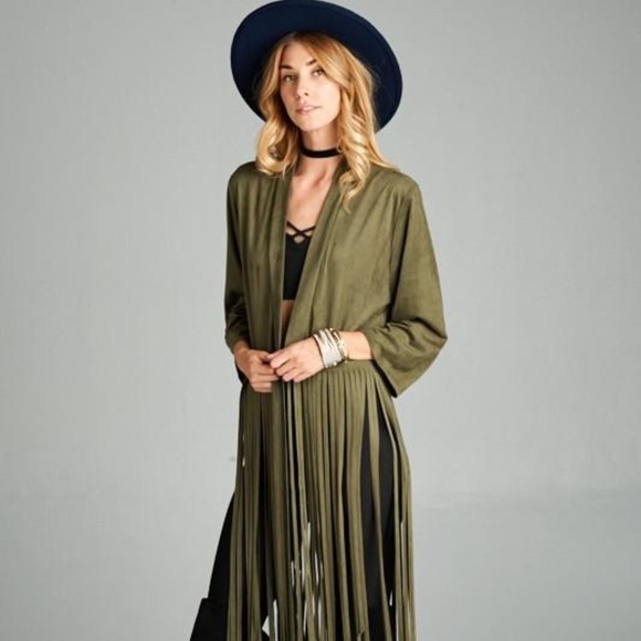 Fringe Rocker Suede Style Boho Jacket - Picture 2 of 4